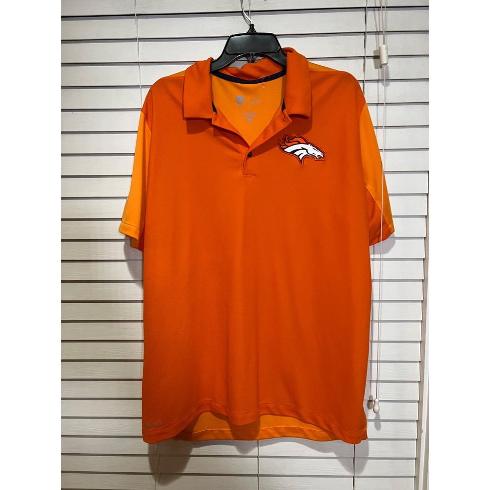 Nike Denver Broncos NFL Training Dri-FIT Polo‎ Mens XL Orange Short Sleeve Shirt